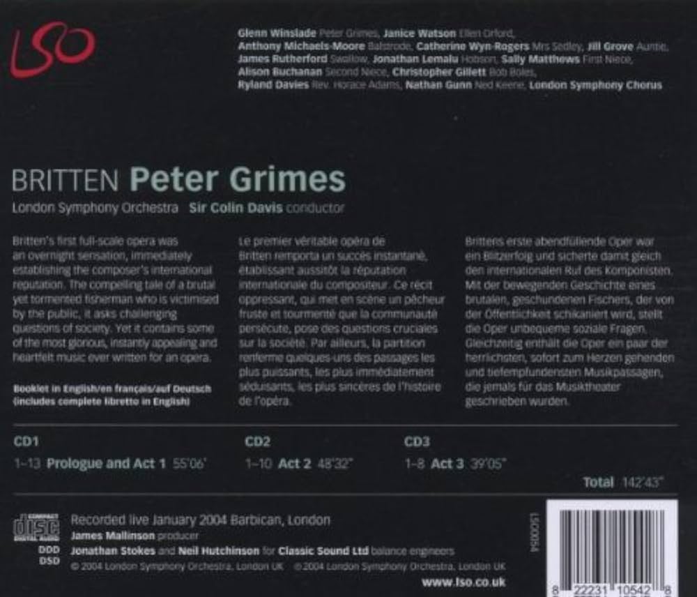 ブリテン:歌劇「ピーター・グライムズ」 [CD] Amazon.co.jp: Peter Grimes: ミュージック